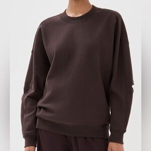 Tibi Cocoon Dark Brown Crewneck Sweatshirt Size Large MSRP $295